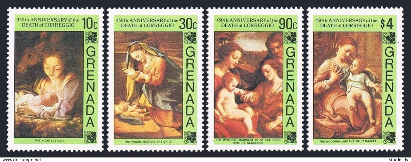 Grenada 1222/1229, 1230, MNH. Mi 1312-1315, Bl.129. Correggio Paintings, 1984. - Grenade (1974-...)