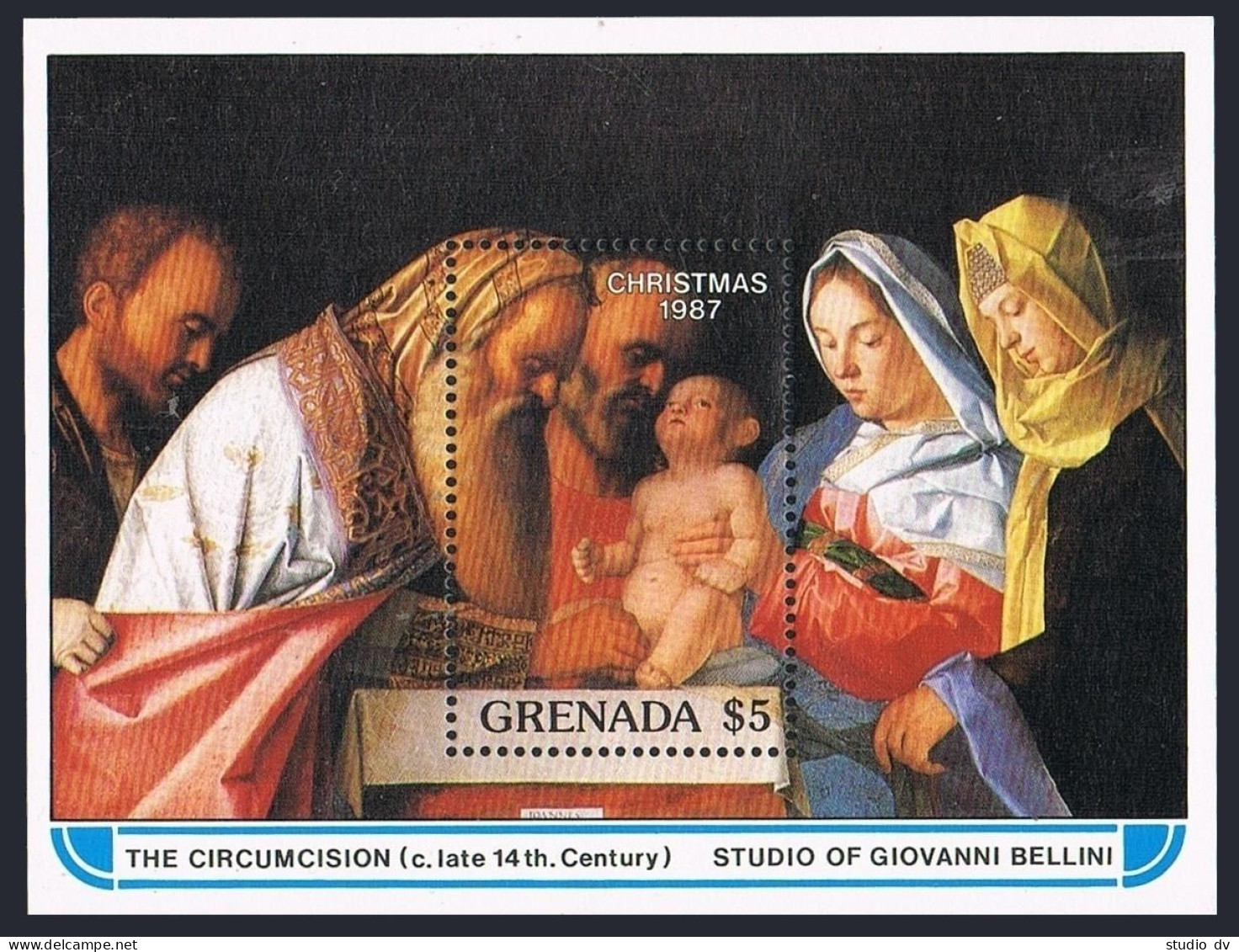 Grenada 1571-1574,1575, MNH. Michel 1712-1715,Bl.198. Christmas 1987. Paintings. - Grenade (1974-...)