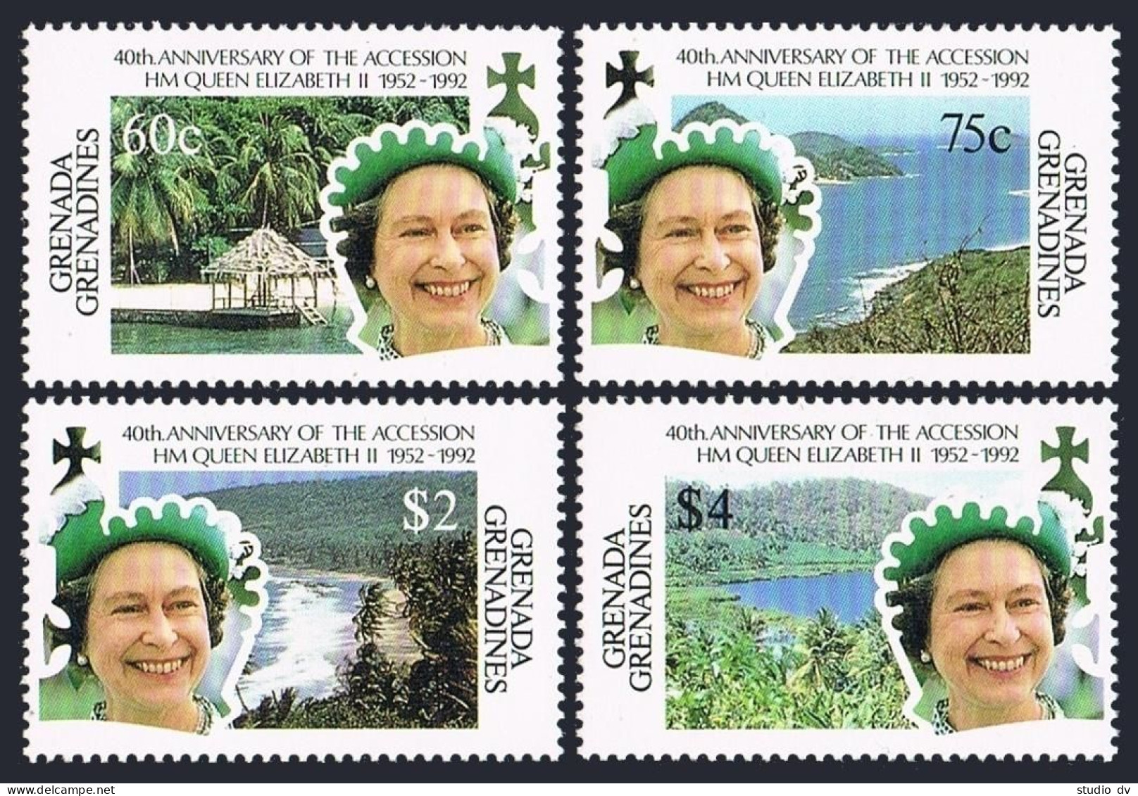 Grenada Gren 1368-1371,1372-1373. Queen Elizabeth II Accession To The Throne,40. - Grenade (1974-...)
