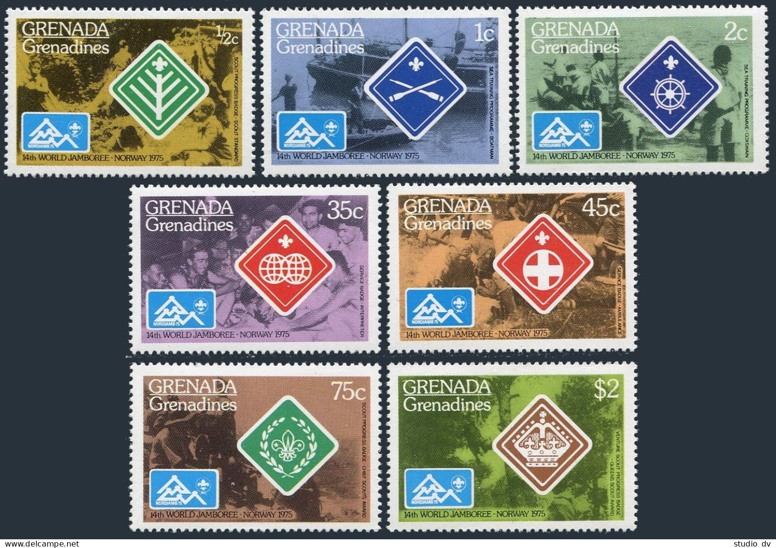 Grenada Gren 83-89, MNH. Michel 87-93. Boy Scout World Jamboree, 1975. - Grenada (1974-...)