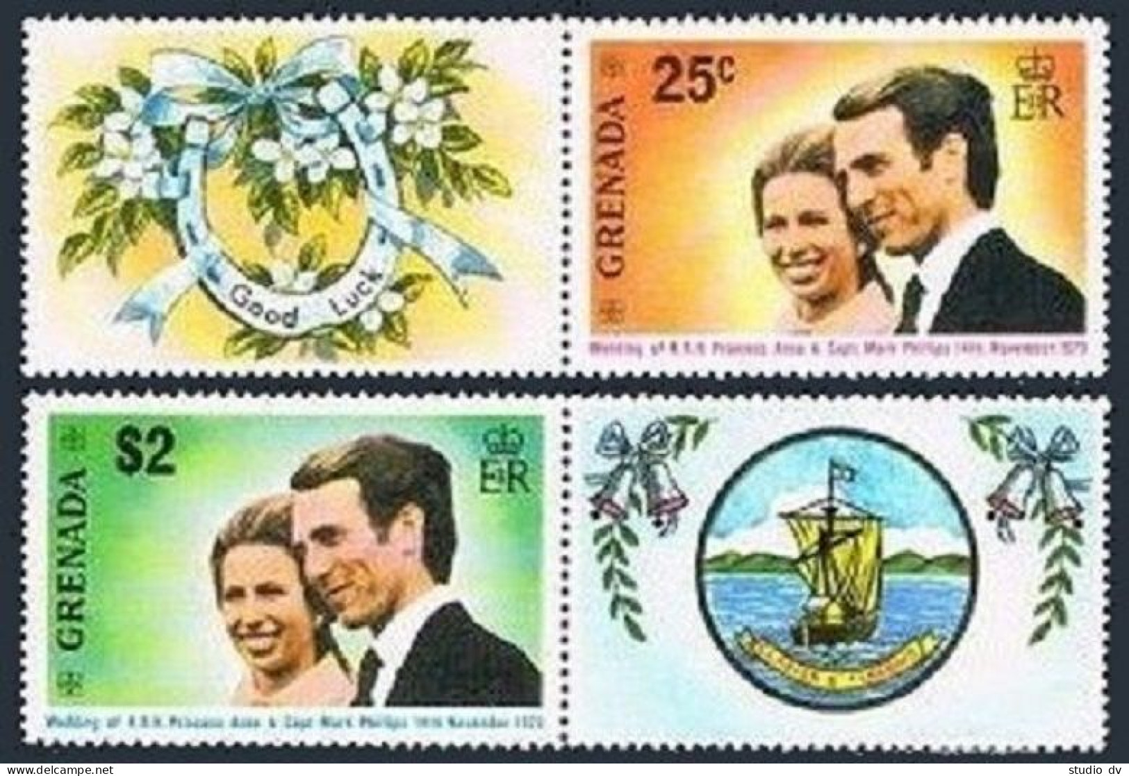 Grenada 516-517/lb,517a Sheet,MNH. Princess Anne,Mark Phillips Wedding,1973. - Grenada (1974-...)