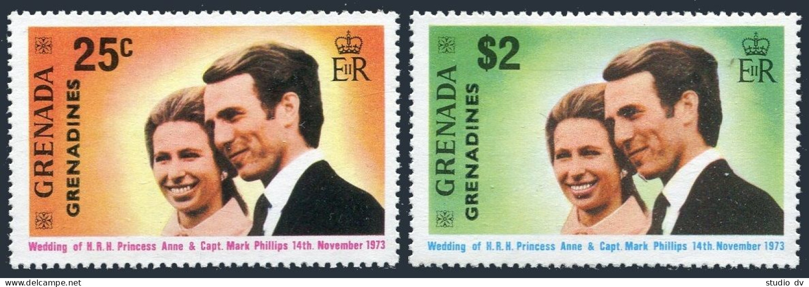 Grenada Gren 1-2,2a,MNH.Mi 1-2,3-4 Bl.1. Princess Anne & Mark Phillips Wedding. - Grenada (1974-...)