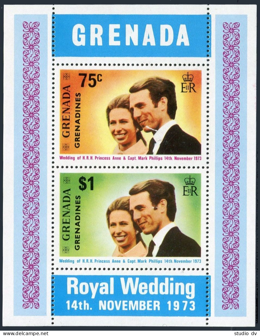 Grenada Gren 1-2,2a,MNH.Mi 1-2,3-4 Bl.1. Princess Anne & Mark Phillips Wedding. - Grenade (1974-...)