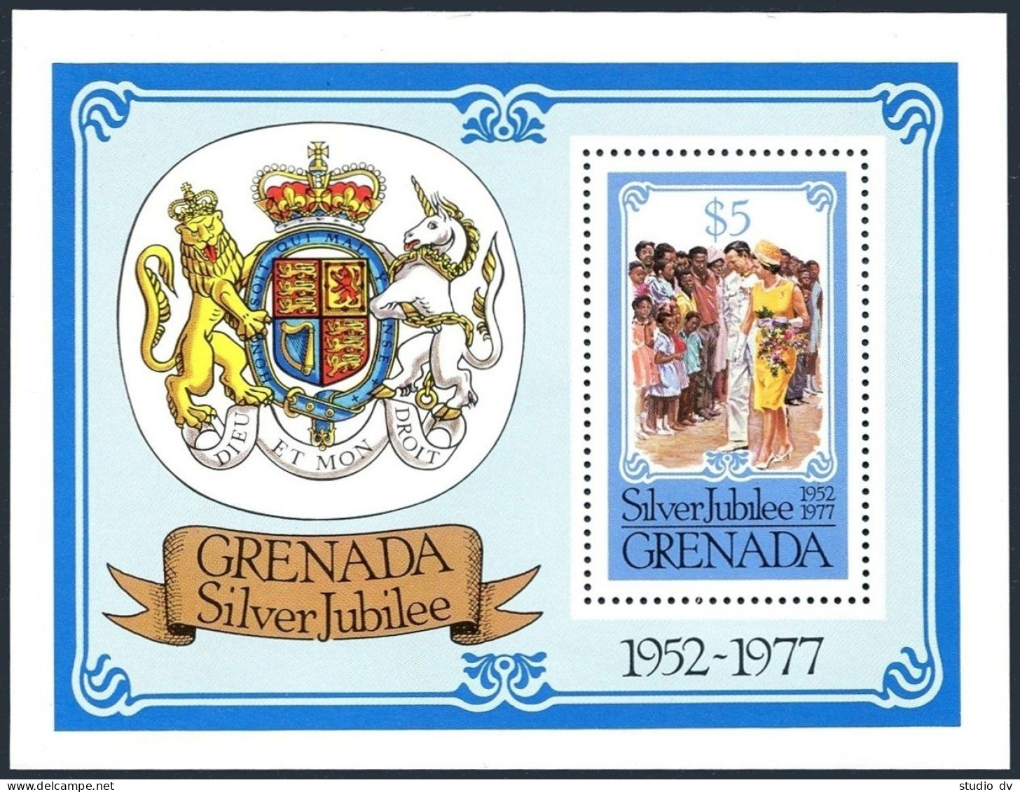Grenada 788-793, MNH. Mi 822A-826A, Bl.63. QE II Silver Jubilee Of Reign, 1977. - Grenade (1974-...)