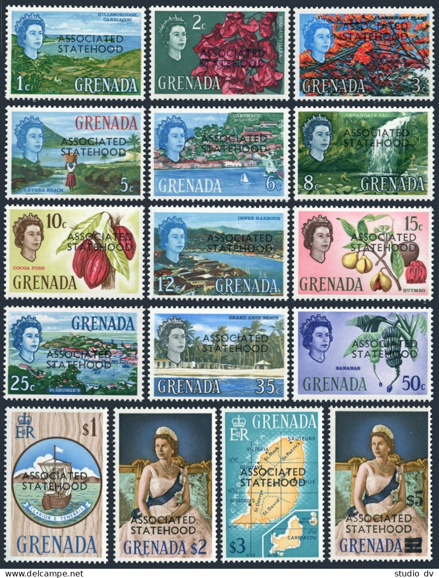 Grenada 246-261,MNH.Michel 233-248. ASSOCIATED STATEHOOD.Scenes,Flowers,Arms, - Grenade (1974-...)