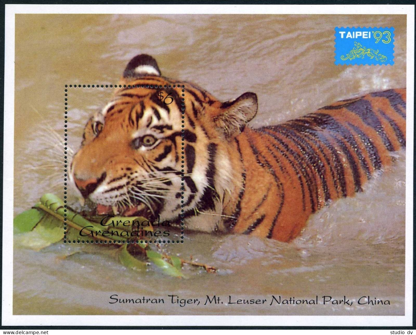 Grenada Gren 1564,MNH.Mi Bl.283. Taipei-1993 PhilEXPO.Sumatran Tiger. - Grenada (1974-...)