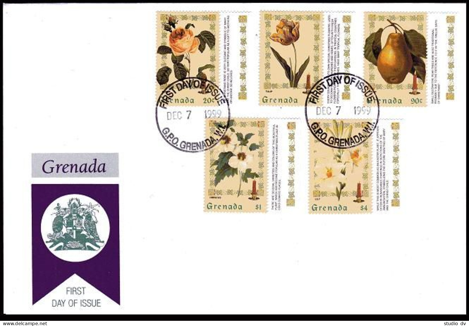 Grenada 2897-2901 FDC. Flowers,Fruit,1999. - Grenade (1974-...)