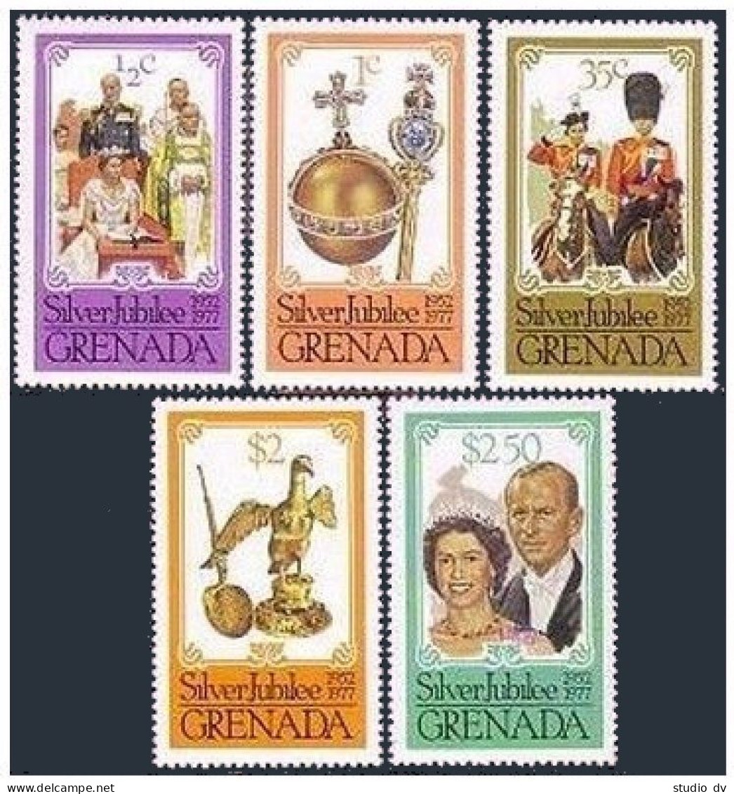 Grenada 788-792 Perf 14, MNH. Michel 822A-826A. Reign Of QE II, 25th Ann. 1977. - Grenade (1974-...)