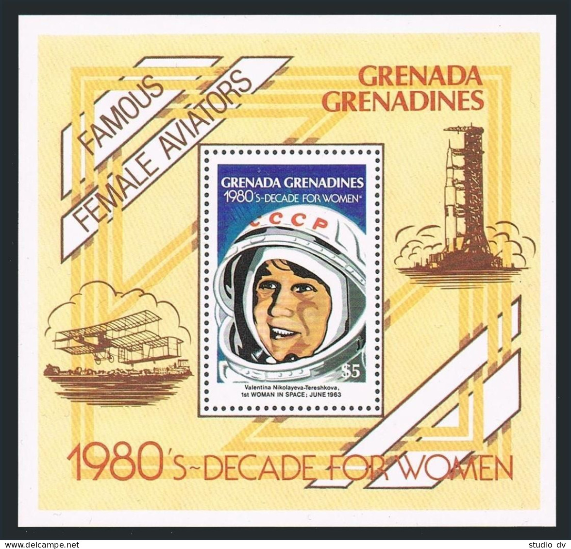 Grenada Gren 445-448, 449, MNH. Women Pilots, 1981. Jonson, Laroshe, Tereshkova, - Grenada (1974-...)