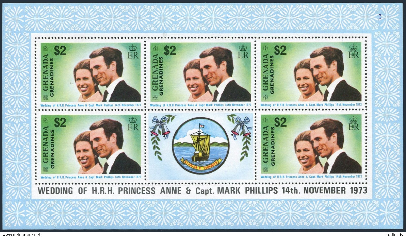 Grenada Gren 1-2 Sheets,MNH.Mi 1-2 Klb. Princess Anne, Mark Phillips Wedding. - Grenada (1974-...)