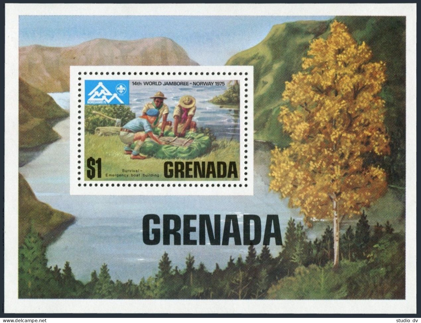 Grenada 644-650,651, MNH. Michel 677-684 Bl.45. World Jamboree Norjamb-1975. - Grenada (1974-...)