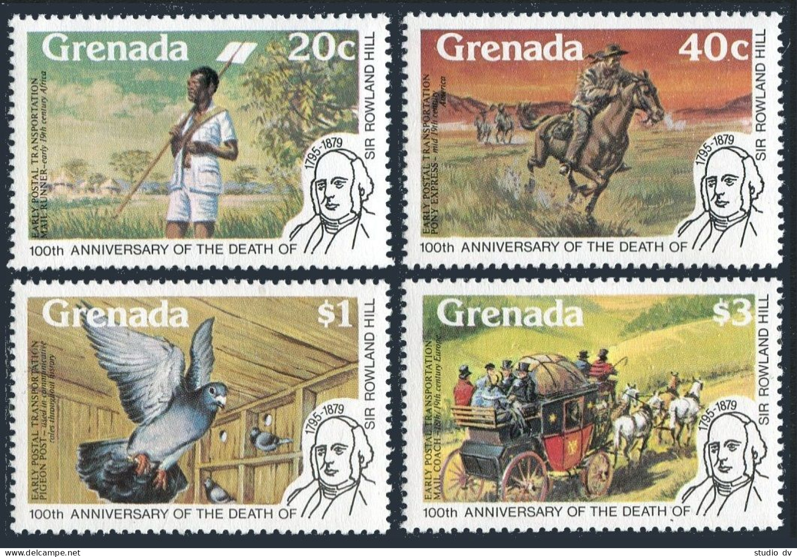 Grenada 926-930,MNH.Michel 967-970,Bl.83. Rowland Hill,1979.Runner,Pigeon,Pony, - Grenada (1974-...)