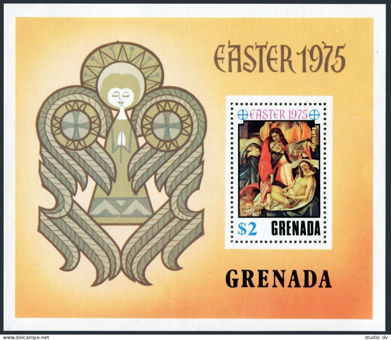 Grenada 643, MNH. Michel 676 Bl.44. Easter 1975. Painting By Botticelli. - Grenada (1974-...)