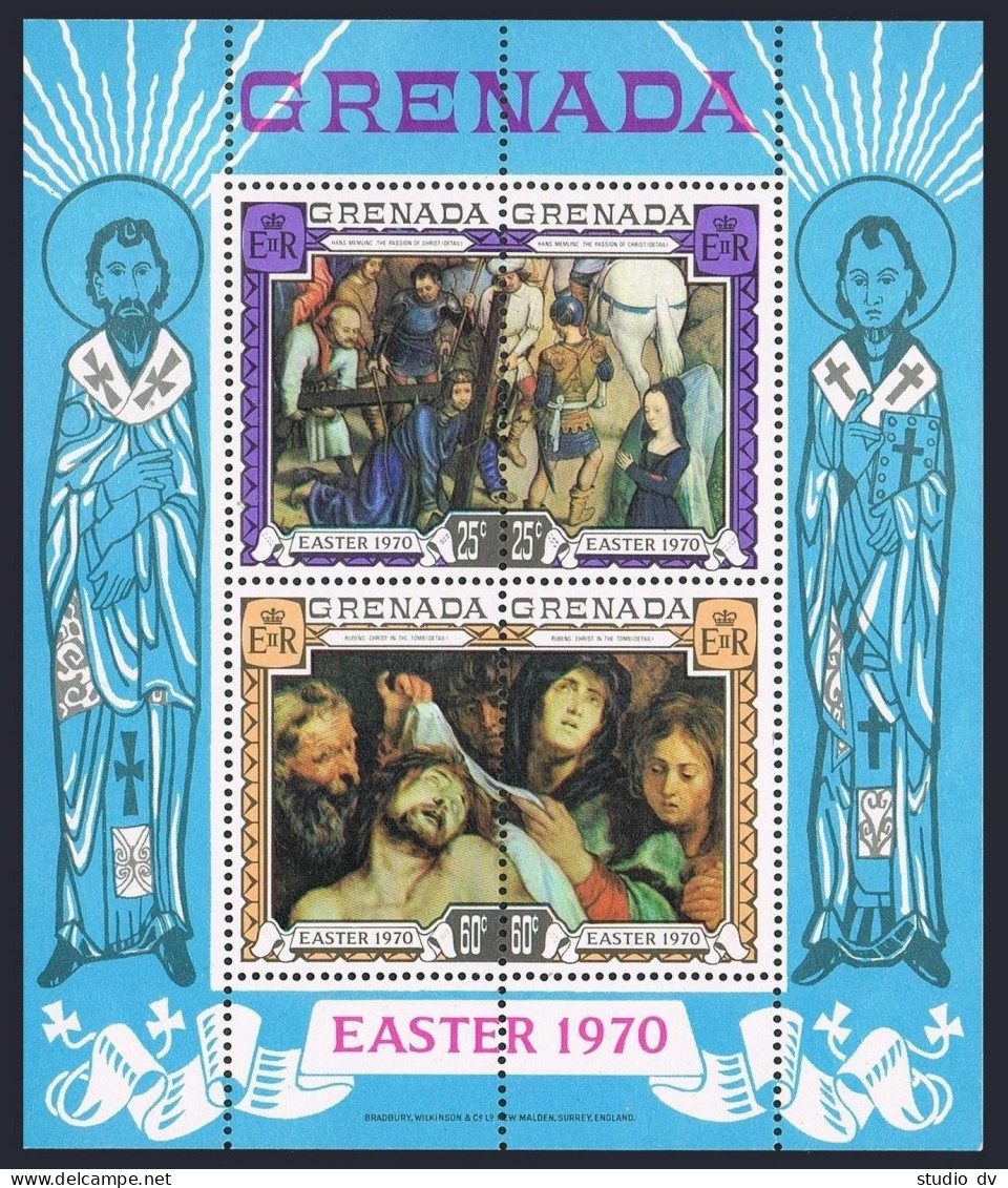 Grenada 350-357,357a,MNH. Easter 1970. Andrea Del Sarto,Van Dyck, Memling,Rubens - Grenada (1974-...)