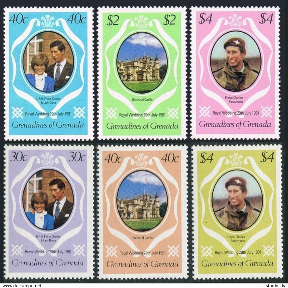 Grenada Gren 440-442,var,MNH. Royal Wedding 1981.Prince Charles,Lady Diana. - Grenada (1974-...)