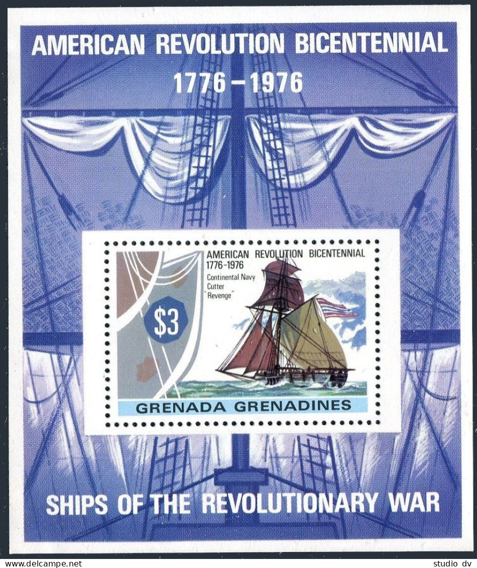 Grenada Gren 174-181,MNH. Mi 178-184, Bl.21. USA-200,1976. Ships: Revolution War - Grenade (1974-...)