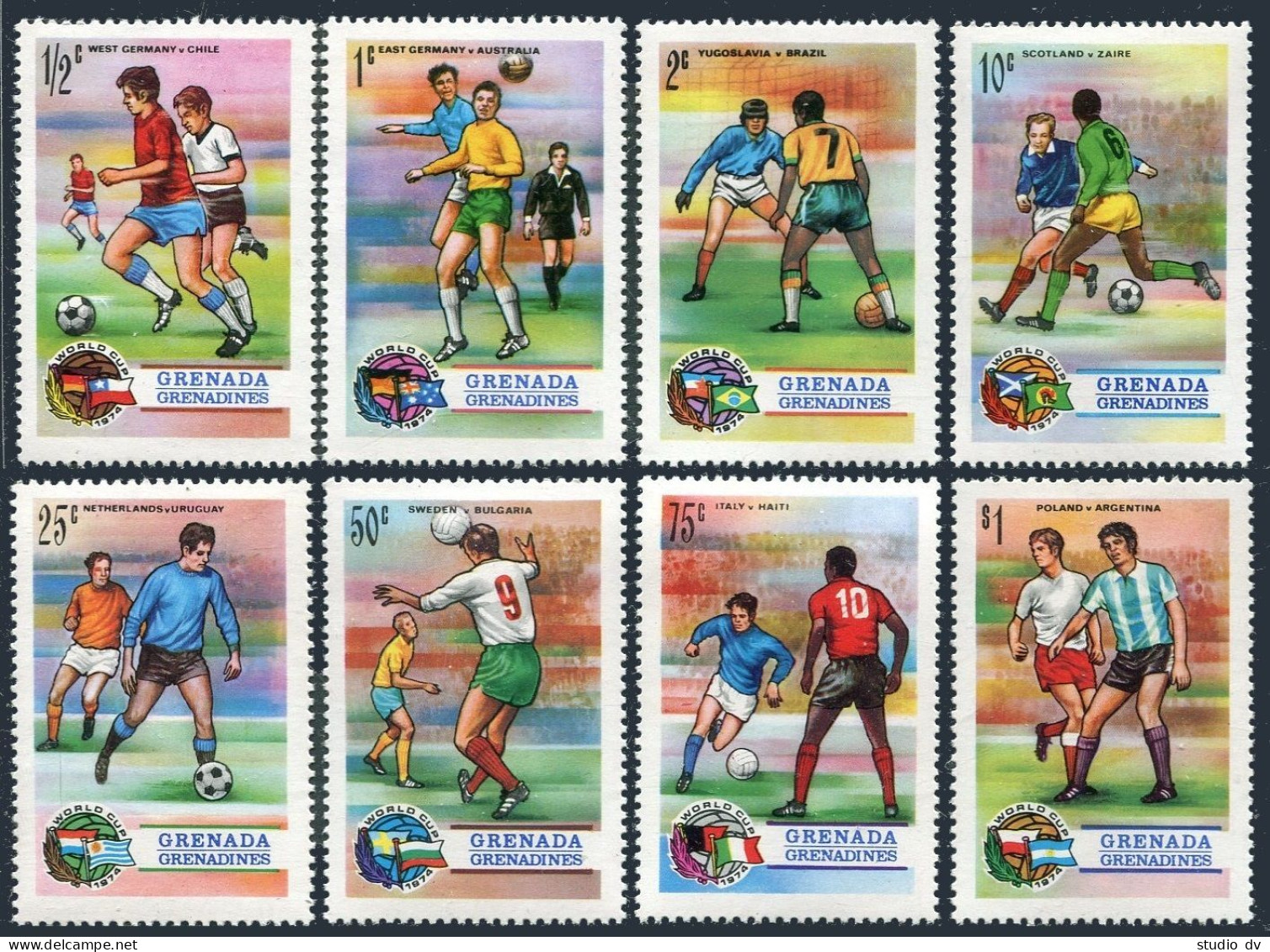 Grenada Gren 15-22,23, MNH. Michel 17-24,25 Bl.2. World Soccer Cup Germany-1974. - Grenada (1974-...)
