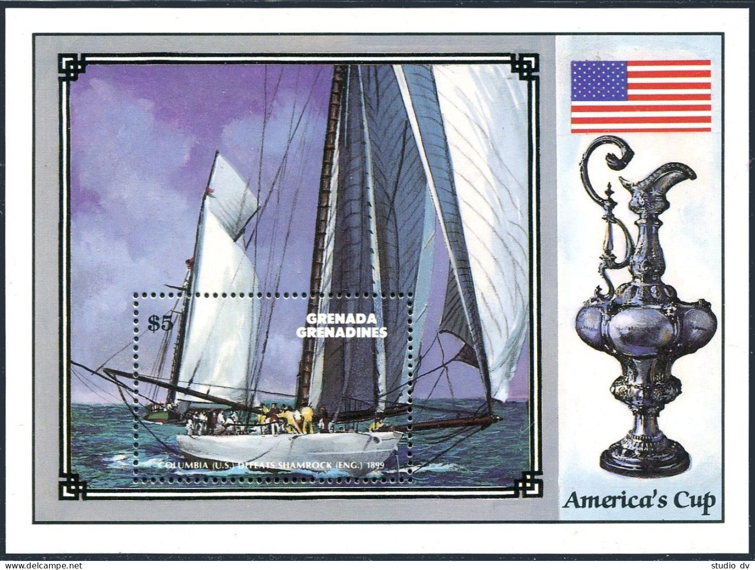 Grenada Gren 862-865,866,MNH.Michel 867-870,Bl.132. America's Cup 1987,Yachts. - Grenada (1974-...)
