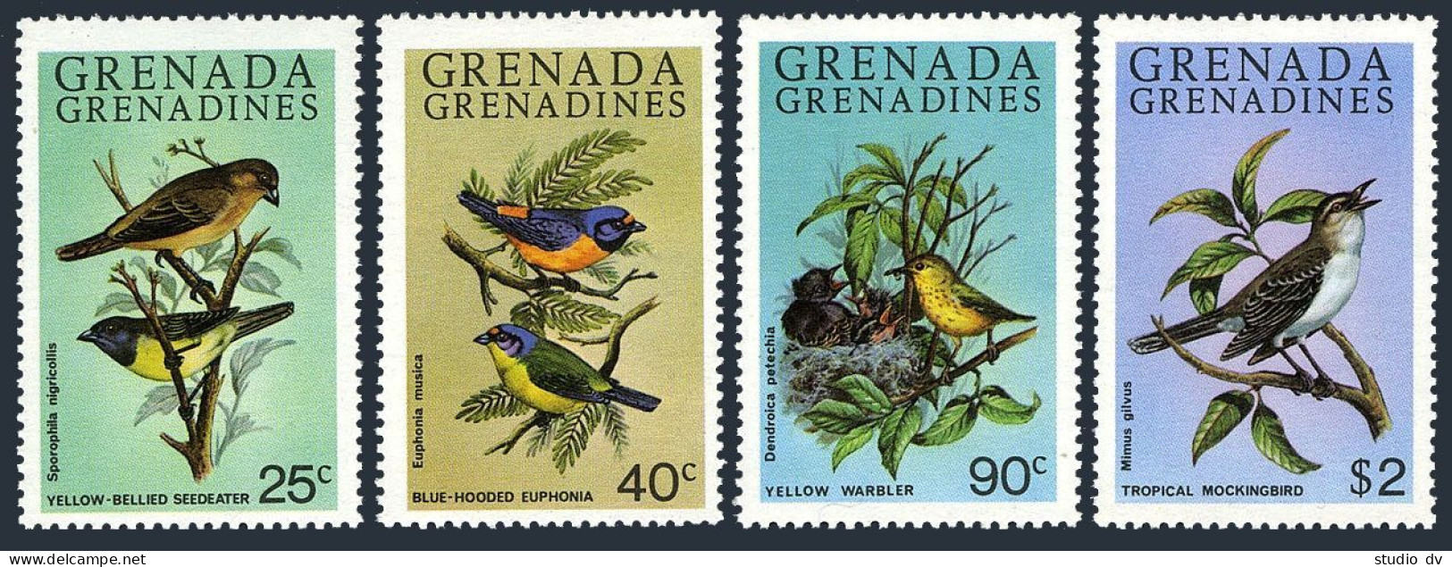 Grenada Gren 378-381, MNH. Mi 385-388. Birds 1980. Seedeater,Euphonia, Warbler, - Grenade (1974-...)