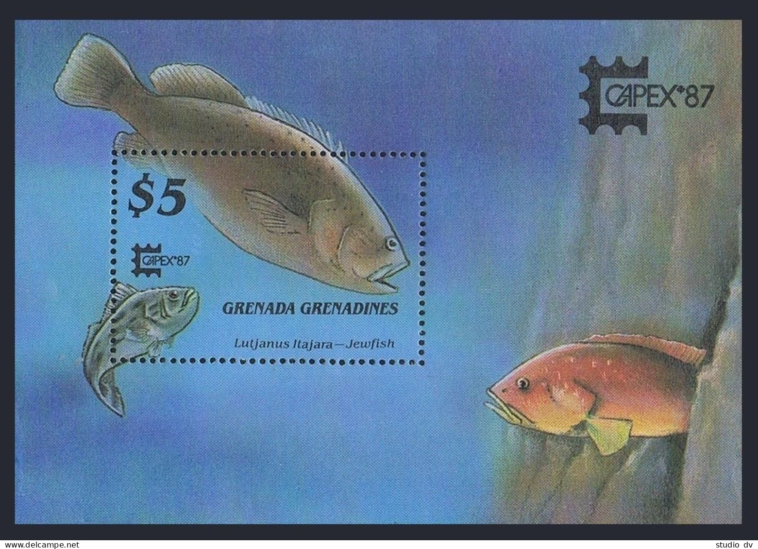 Grenada Gren 895-896,MNH.Michel Bl.135-136. CAPEX-1987.Jew-fish,Amber-jack. - Grenada (1974-...)