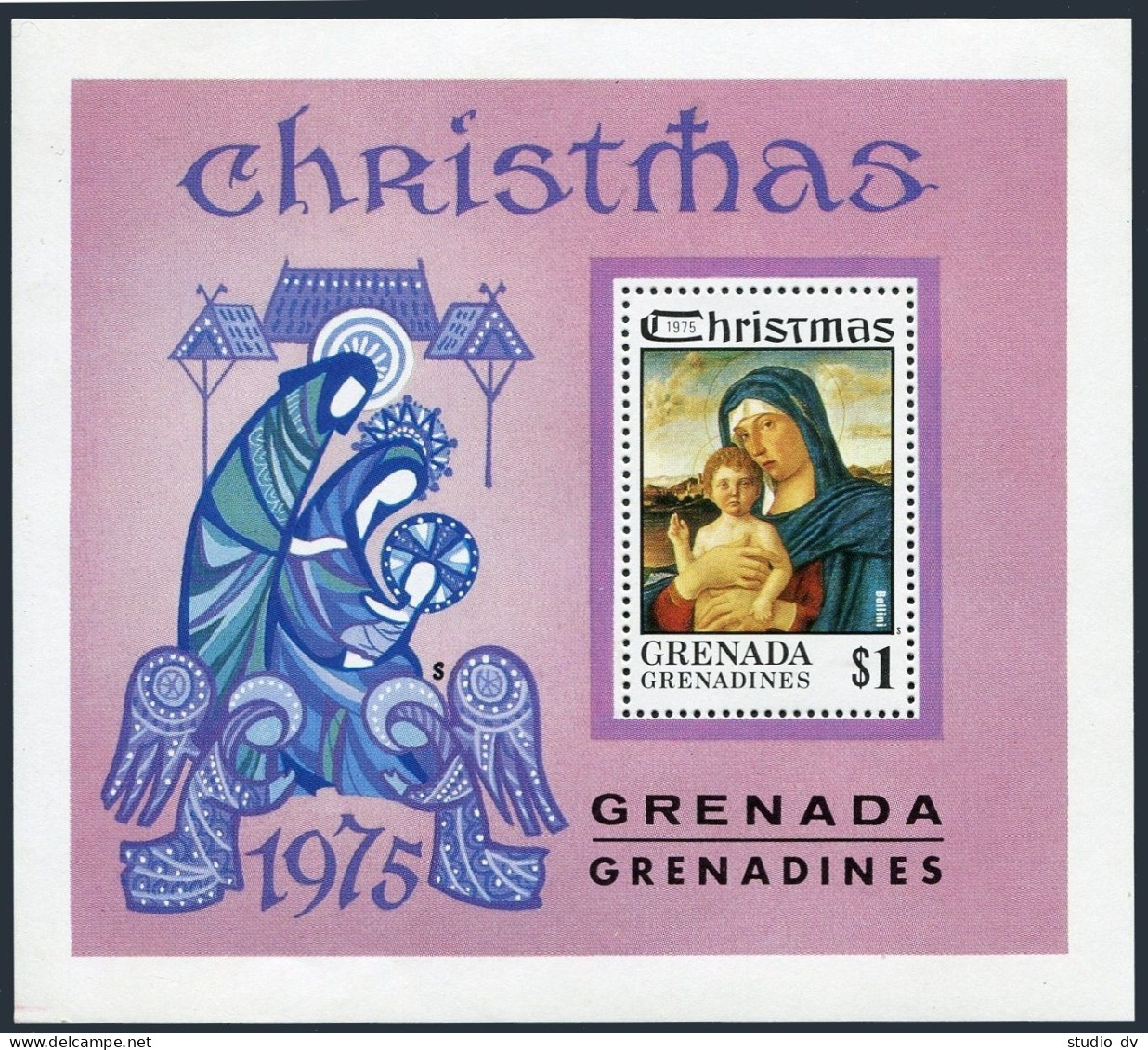 Grenada Gren 129-135,136,MNH.Michel 140-146,Bl.16. Christmas 1975.Durer,Bellini, - Grenada (1974-...)