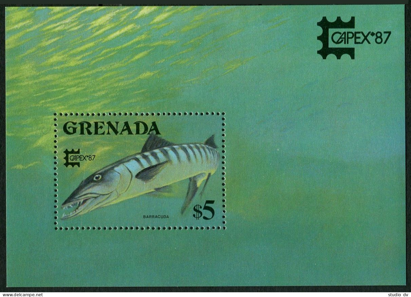 Grenada 1514-1515, MNH. Michel Bl.185-186. CAPEX-1987: Barracuda,Yellowfin Tuna. - Grenade (1974-...)