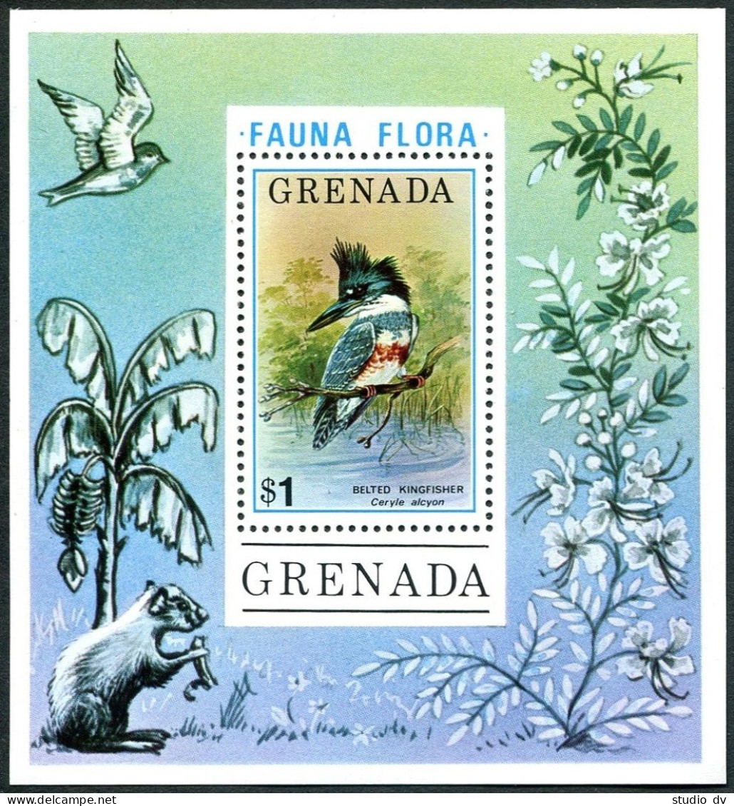 Grenada 699, MNH. Michel Bl.51. Birds 1976. Belted Kingfisher. - Grenada (1974-...)