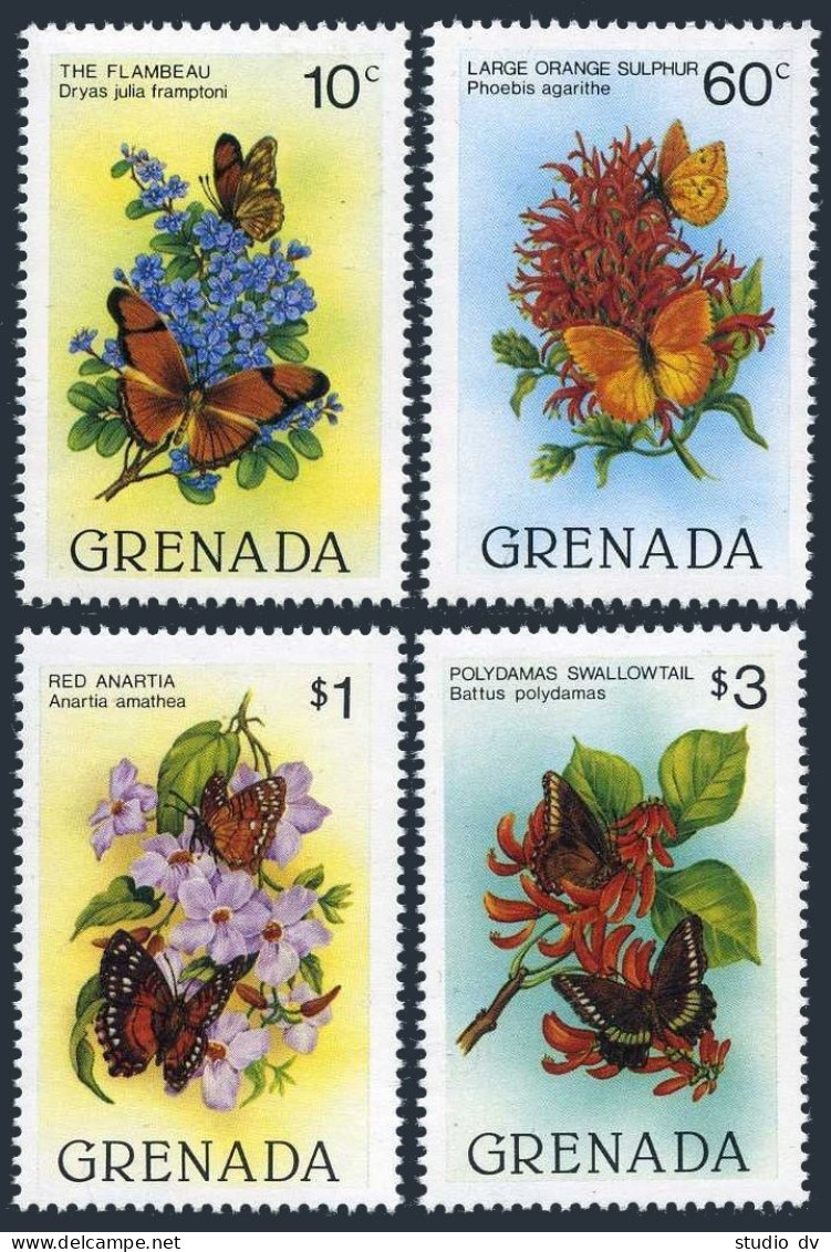Grenada 1093-1096,1097, MNH. Butterflies, Flowers 1982.The Flambeau,Red Anartia, - Grenade (1974-...)