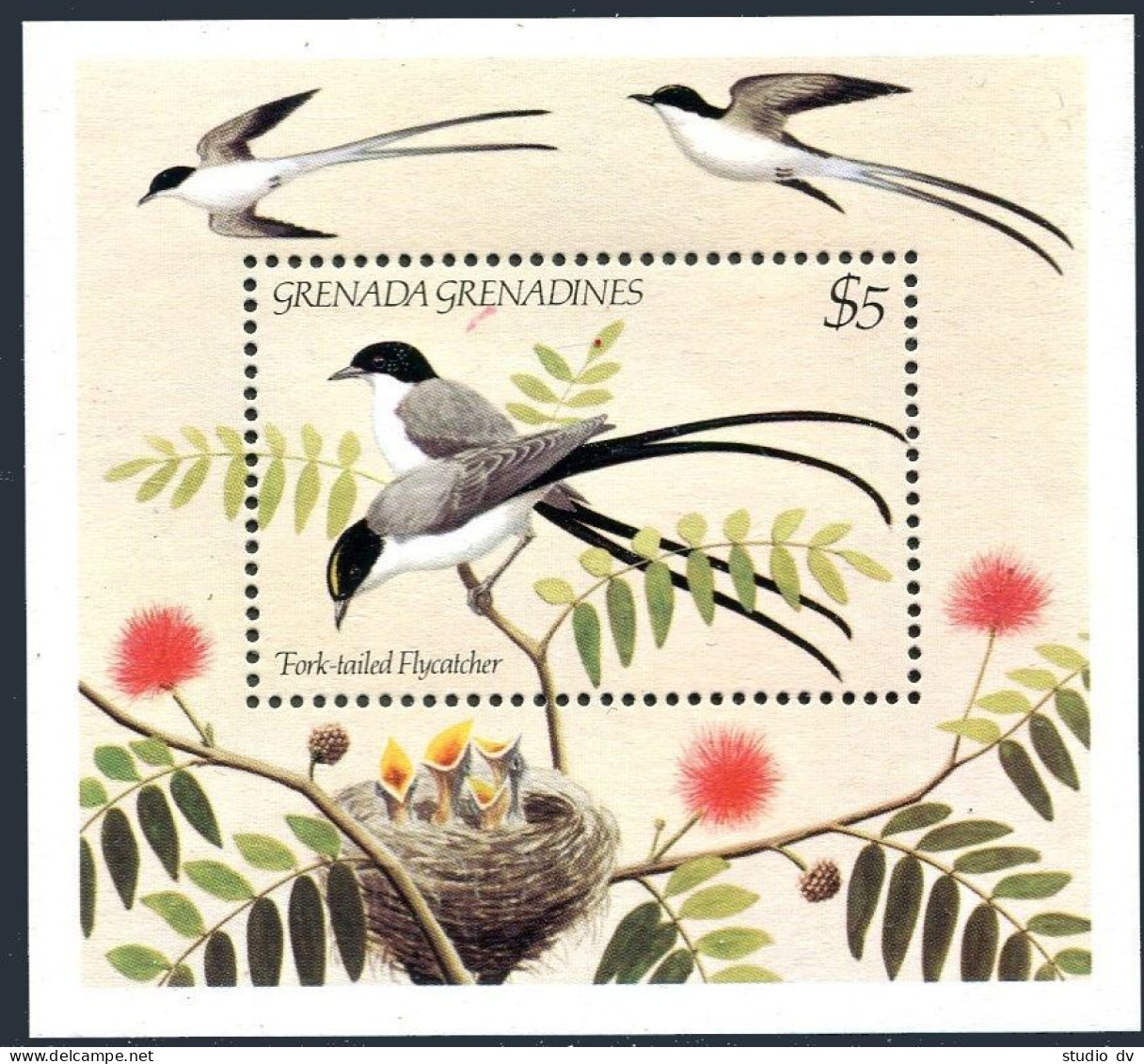 Grenada Gren 590-596,597,MNH.Mi 600-606,Bl.80. Birds 1984:Bobolink,kingfisher, - Grenada (1974-...)