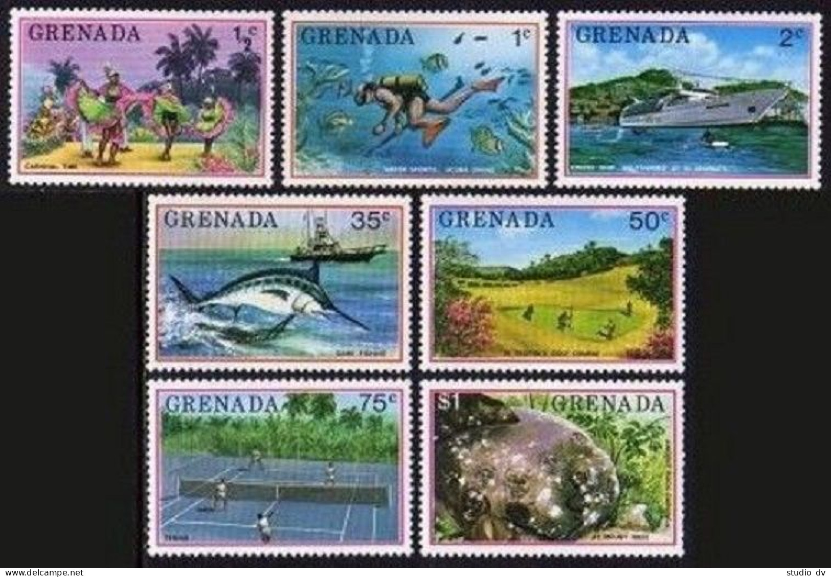 Grenada 700-706, MNH. Michel 733-749. Tourism 1976. Carnival Dancers, Ship - Grenada (1974-...)