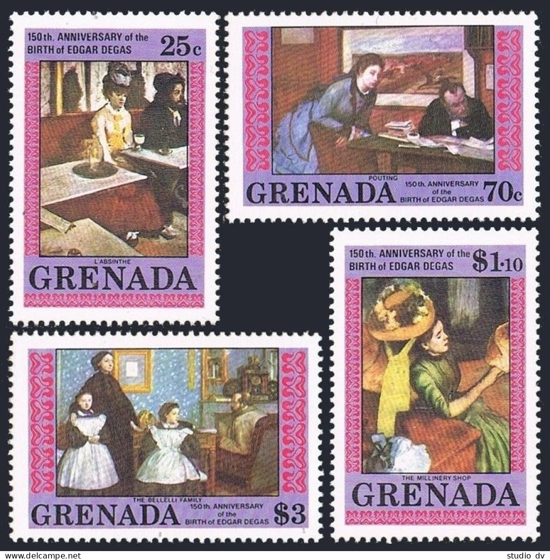 Grenada 1223/1228, MNH.Mi 1317-1320. Edgar Degas Paintings, 1984. - Grenada (1974-...)