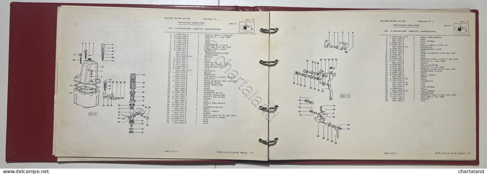 Catalogo Parti Di Ricambio Originali SAME Trattori - Explorer 75 C - Ed. 1985 - Autres & Non Classés