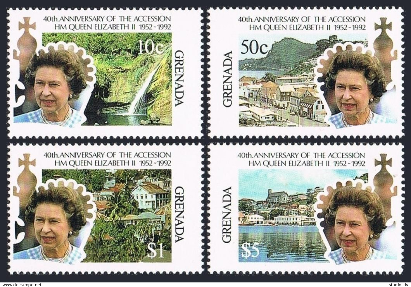 Grenada 2047-2050. Mi 2398-2401. Queen Elizabeth II Accession To Throne,40, 1992 - Grenada (1974-...)