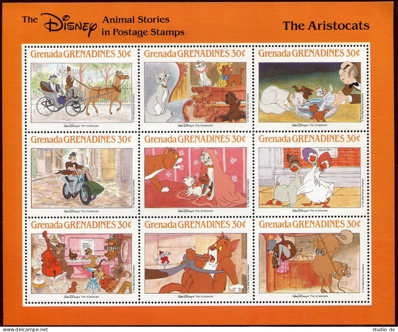 Grenada Gren 991 Ai, 997 Sheets, MNH. Walt Disney, 1988. Aristocrats. - Grenada (1974-...)