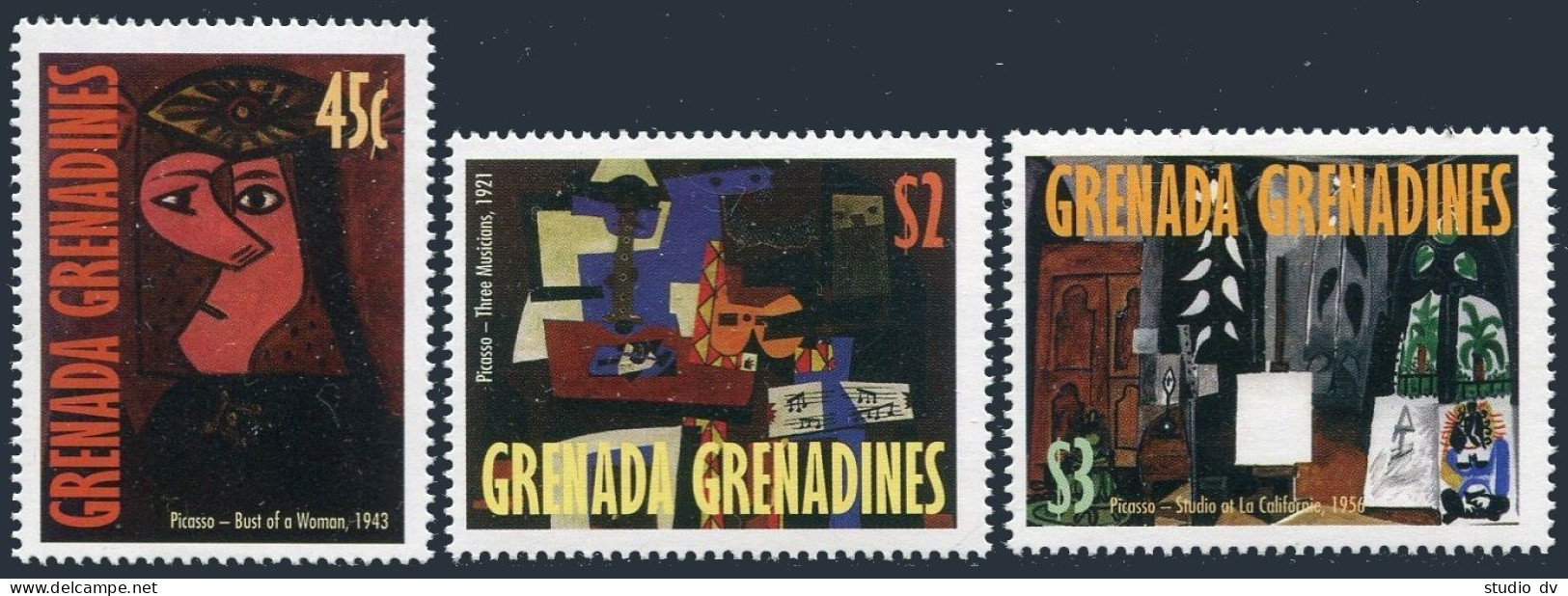Grenada Grendines 2048-2050, 2051 Sheet, MNH. Pablo Picasso Paintings, 1998. - Grenade (1974-...)