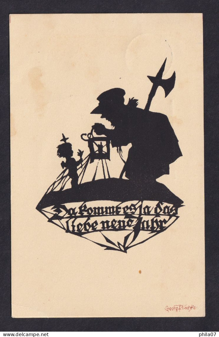 Georg Plischke - Das Kommt Es A Das .... Neue Jahr / Postcard Circulated, 2 Scans - Silhouettes