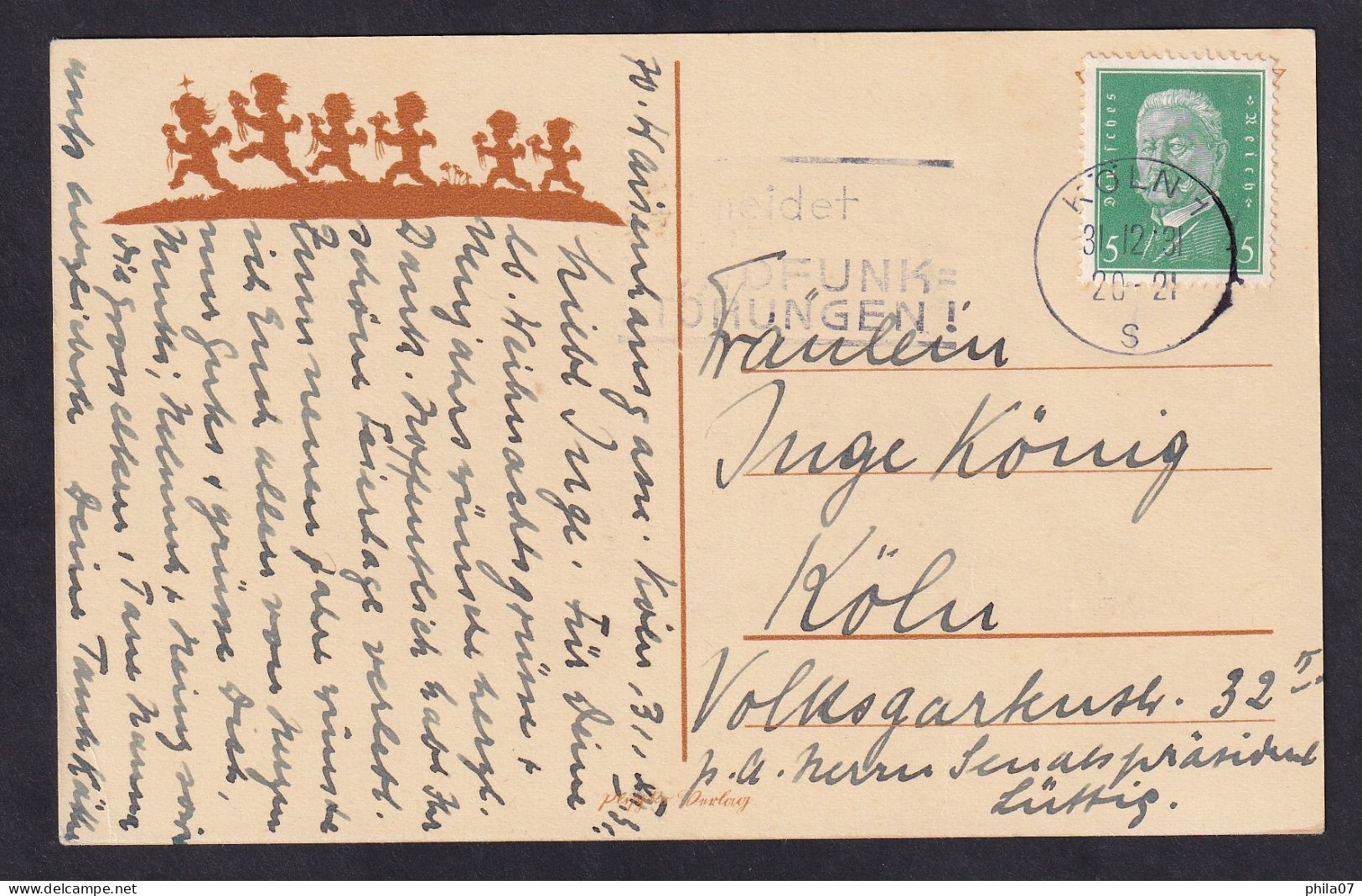 Georg Plischke - Das Kommt Es A Das .... Neue Jahr / Postcard Circulated, 2 Scans - Scherenschnitt - Silhouette