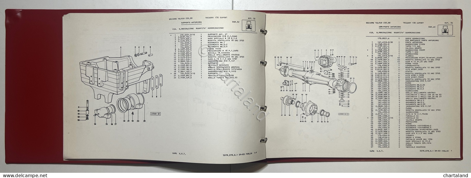Catalogo Parti Di Ricambio Originali SAME Trattori - Trident 130 Export - 1983 - Andere & Zonder Classificatie