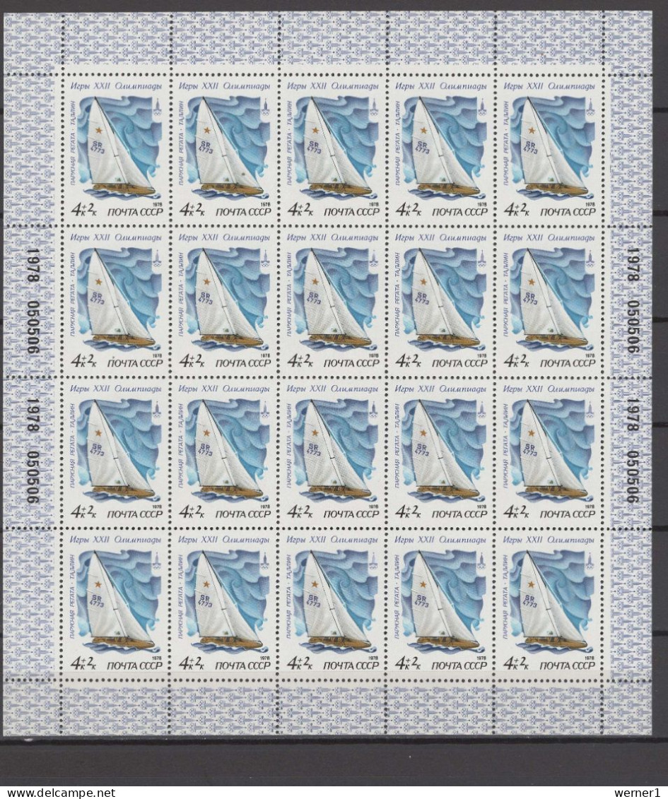 USSR Russia 1978 Olympic Games Moscow, Sailing Set Of 5 Sheetlets MNH - Zomer 1980: Moskou