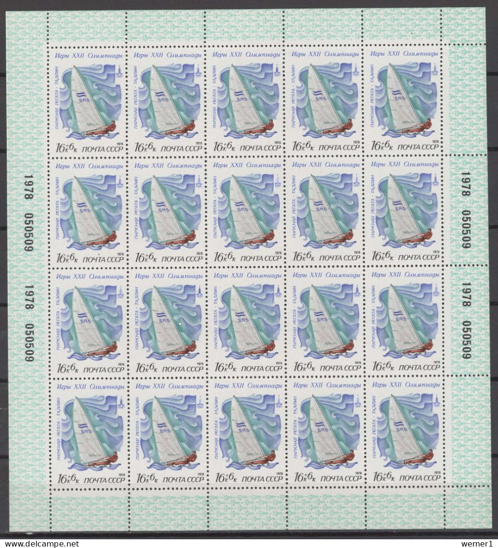USSR Russia 1978 Olympic Games Moscow, Sailing Set Of 5 Sheetlets MNH - Ete 1980: Moscou