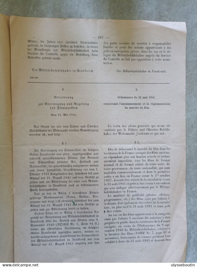 39/45 Verordnungsblatt Des Militärsbefehlshaber In Frankreich. Journal Officiel. 25 Mai 1941 - Dokumente