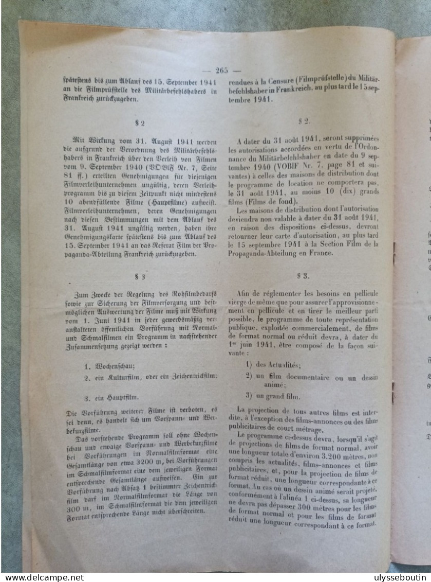 39/45 Verordnungsblatt Des Militärsbefehlshaber In Frankreich. Journal Officiel. 25 Mai 1941 - Documentos