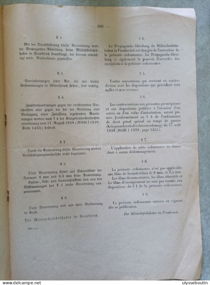 39/45 Verordnungsblatt Des Militärsbefehlshaber In Frankreich. Journal Officiel. 25 Mai 1941 - Documenten