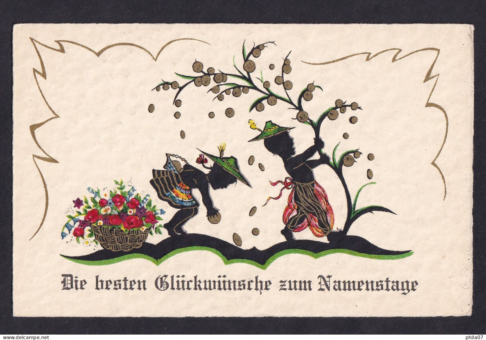 Die Besten Gluckwunsche Zum Namenstage / Postcard Not Circulated, 2 Scans - Silhouette - Scissor-type