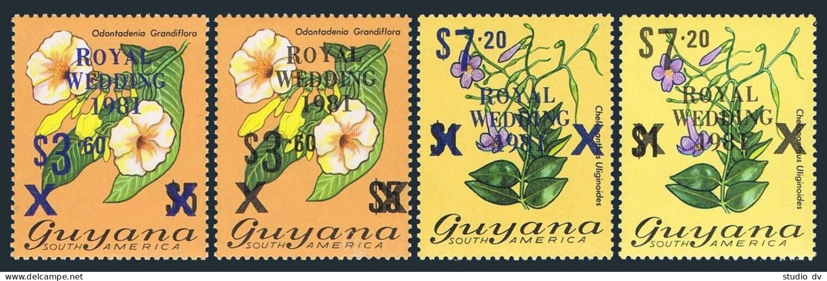 Guyana 331-335,334a-335a,MNH. Mi 616-617,677-679. Flowers,Charles Diana Wedding. - Guiana (1966-...)