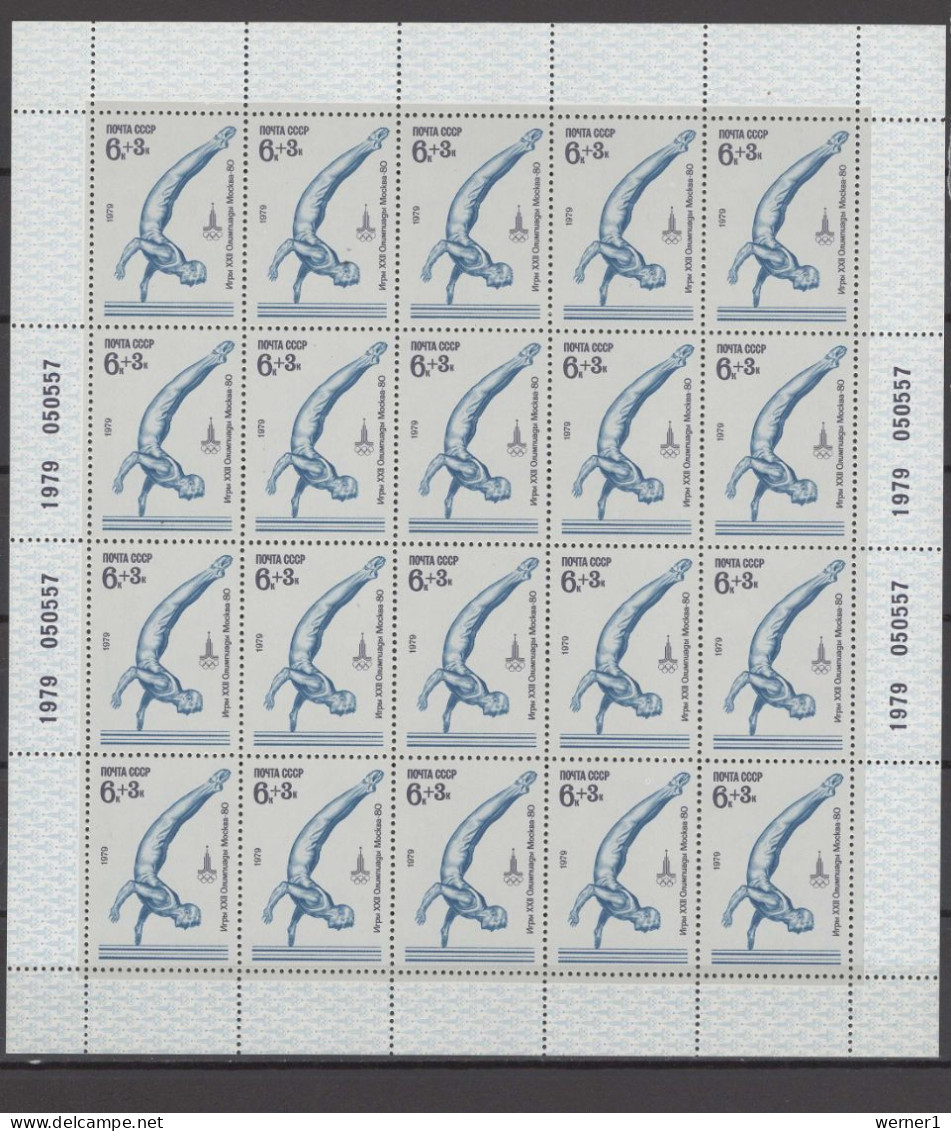 USSR Russia 1979 Olympic Games Moscow, Gymnastics Set Of 5 Sheetlets MNH - Sommer 1980: Moskau