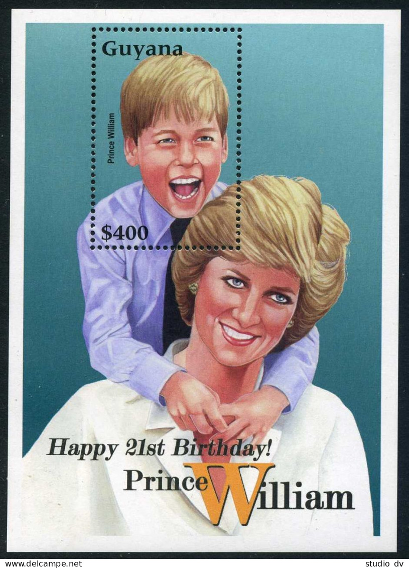 Guyana 3770 Ac,3771 Sheets,MNH. Prince William,21st Birthday,2003.Princess Diana - Guyane (1966-...)