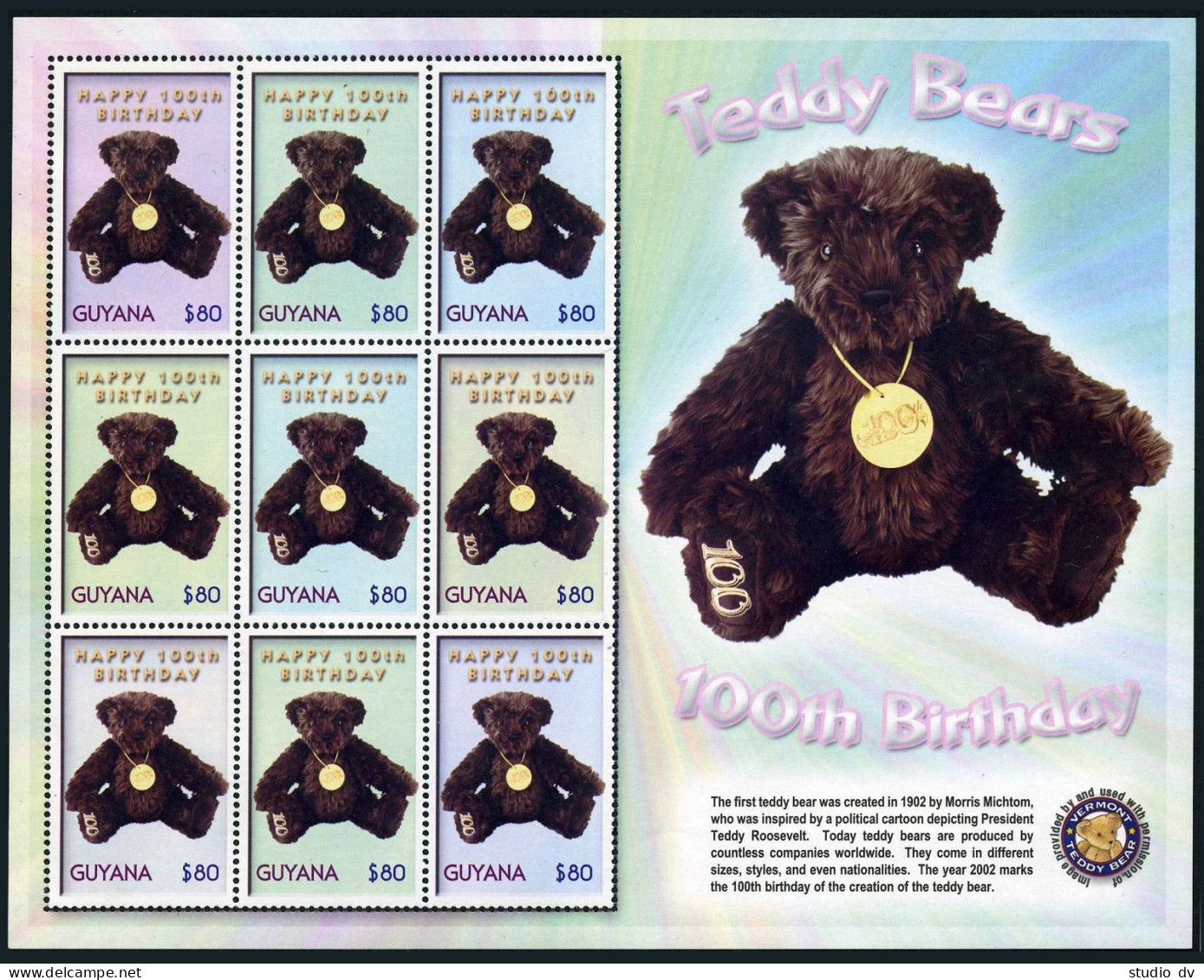 Guyana 3762 Ai,3763 Ad Sheets,MNH. Teddy Bears,centenary In 2002.2003. - Guyana (1966-...)