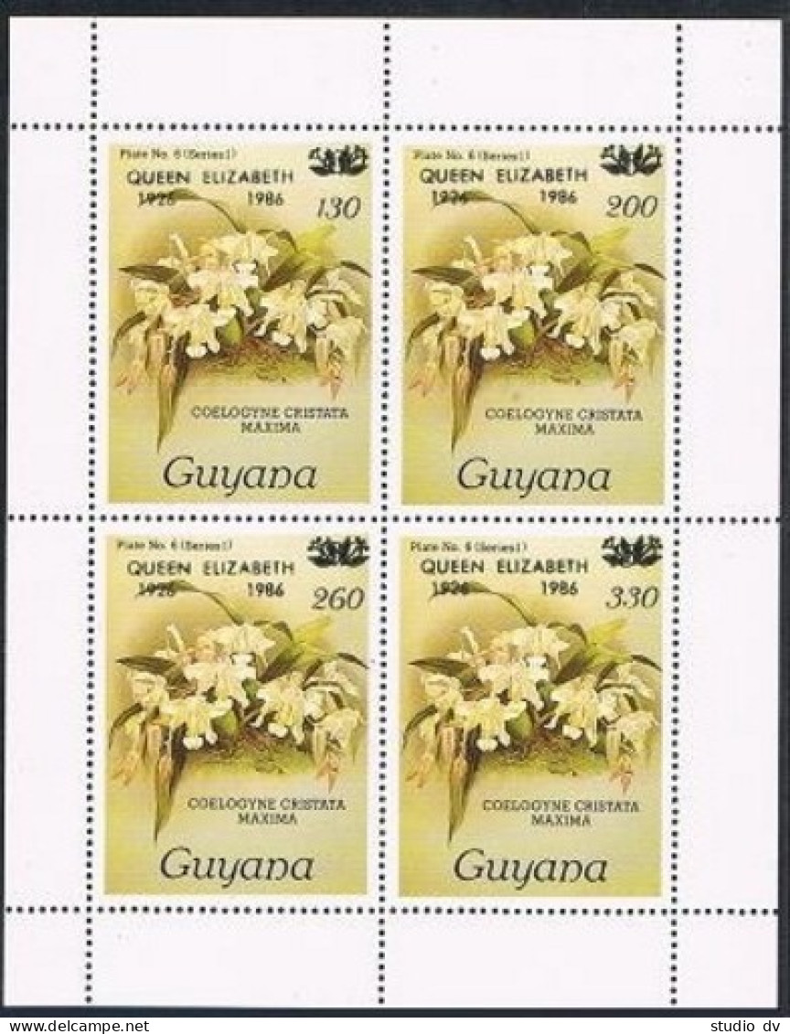 Guyana 1412 Ad-1413,MNH.Michel 1553-1557. Queen Elizabeth,1926-1986.Orchids. - Guyane (1966-...)