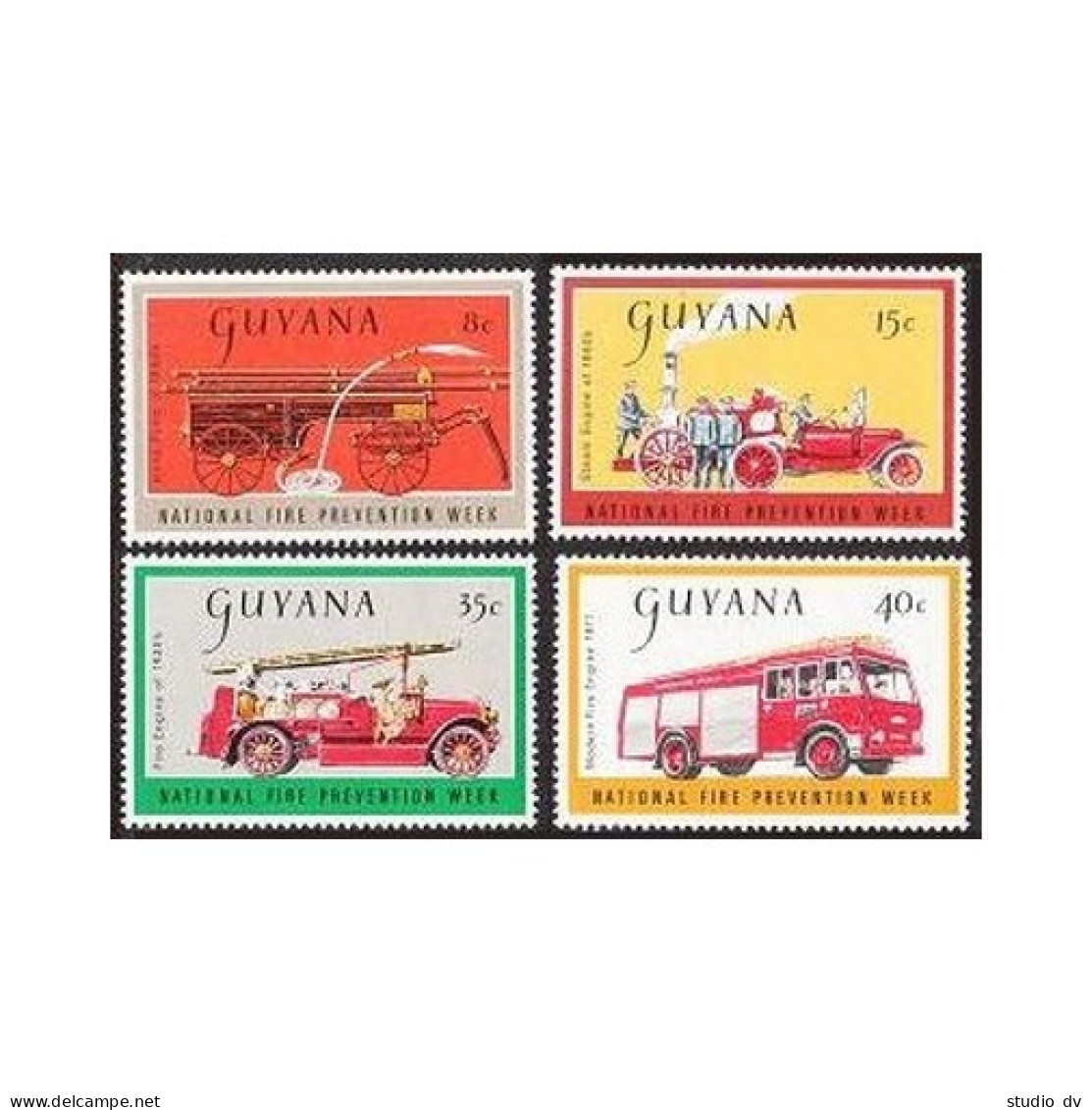 Guyana 259-262, MNH. Michel 522-525. National Fire Prevention Week 1977. - Guiana (1966-...)